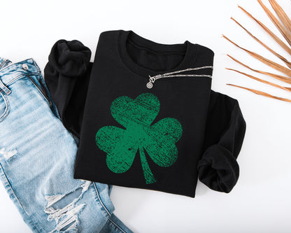 Distressed Three Leaf Shamrock Adult Sweatshirt