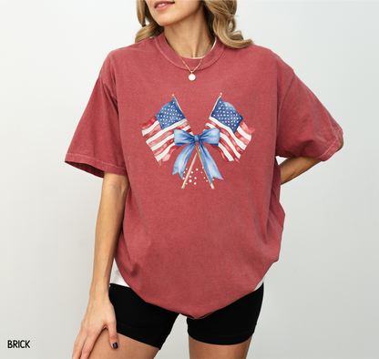 Coquette American Flags Comfort Colors T-Shirt