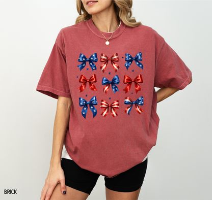 Patriotic Bow Adult Comfort Colors T-Shirt