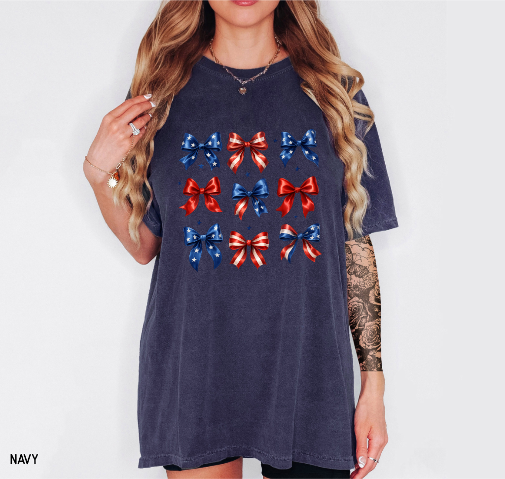 Patriotic Bow Adult Comfort Colors T-Shirt