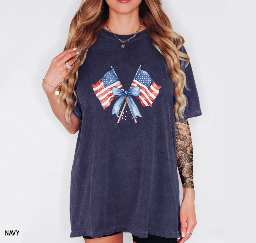 Coquette American Flags Comfort Colors T-Shirt