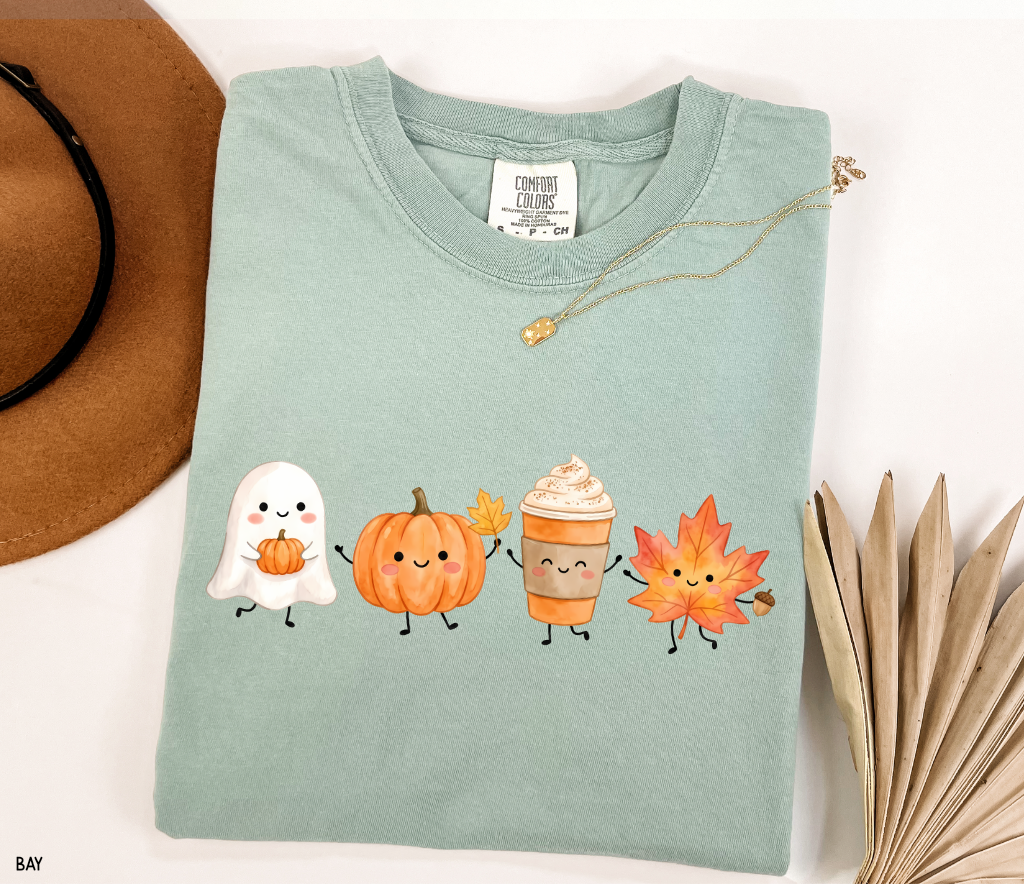 Cute Fall Ghost Adult Comfort Colors T-Shirt