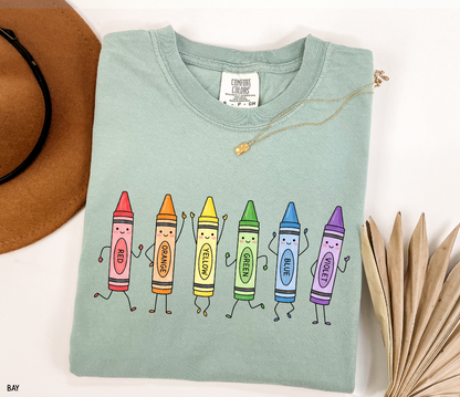 Crayon Teacher Adult Comfort Colors T-Shirt