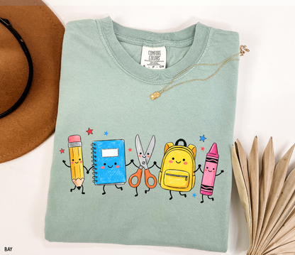 Cute Teacher Supplies Adult Comfort Colors T-Shirt