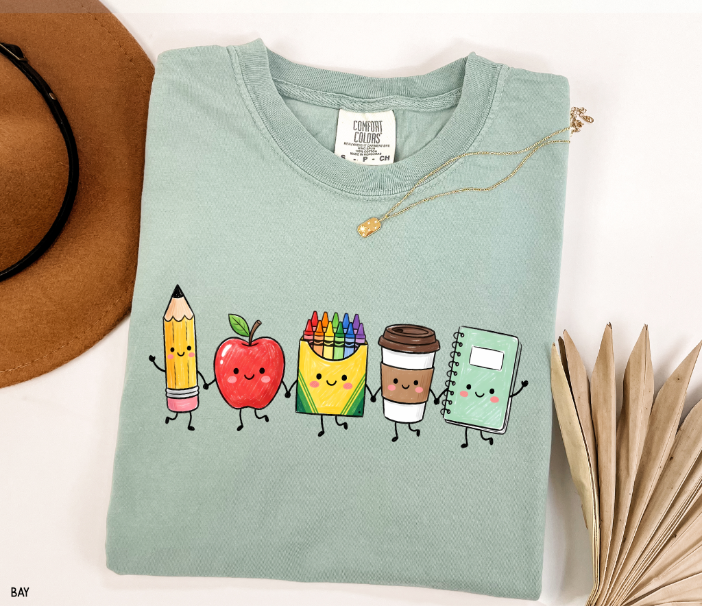 Cute School Icons Adult Comfort Colors T-Shirt