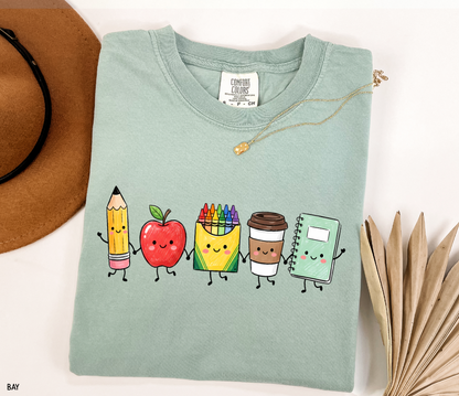 Cute School Icons Adult Comfort Colors T-Shirt
