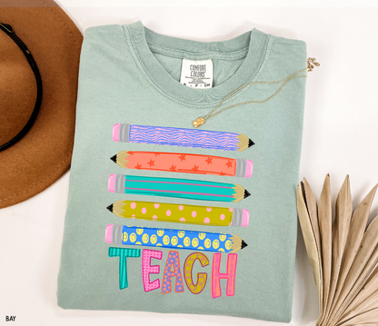 Teacher Pencil Adult Comfort Colors T-Shirt