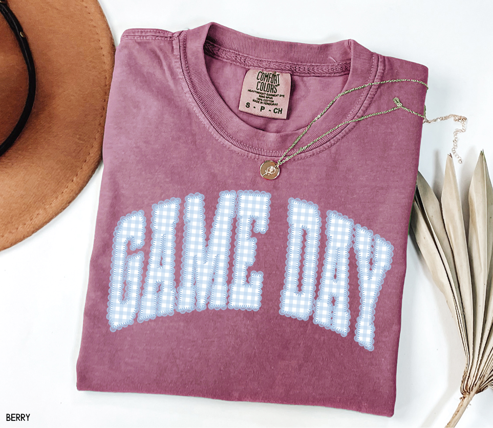 Gingham Game Day Adult Comfort Colors T-Shirt