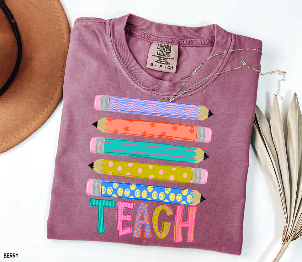 Teacher Pencil Adult Comfort Colors T-Shirt