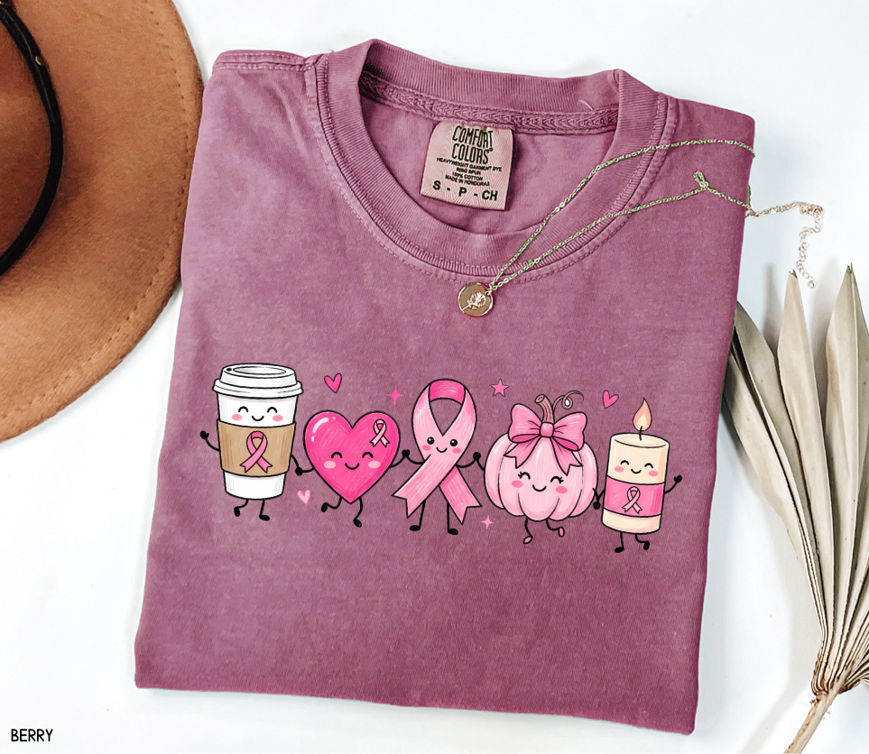 Breast Cancer Awareness Icons Adult Comfort Colors T-Shirt