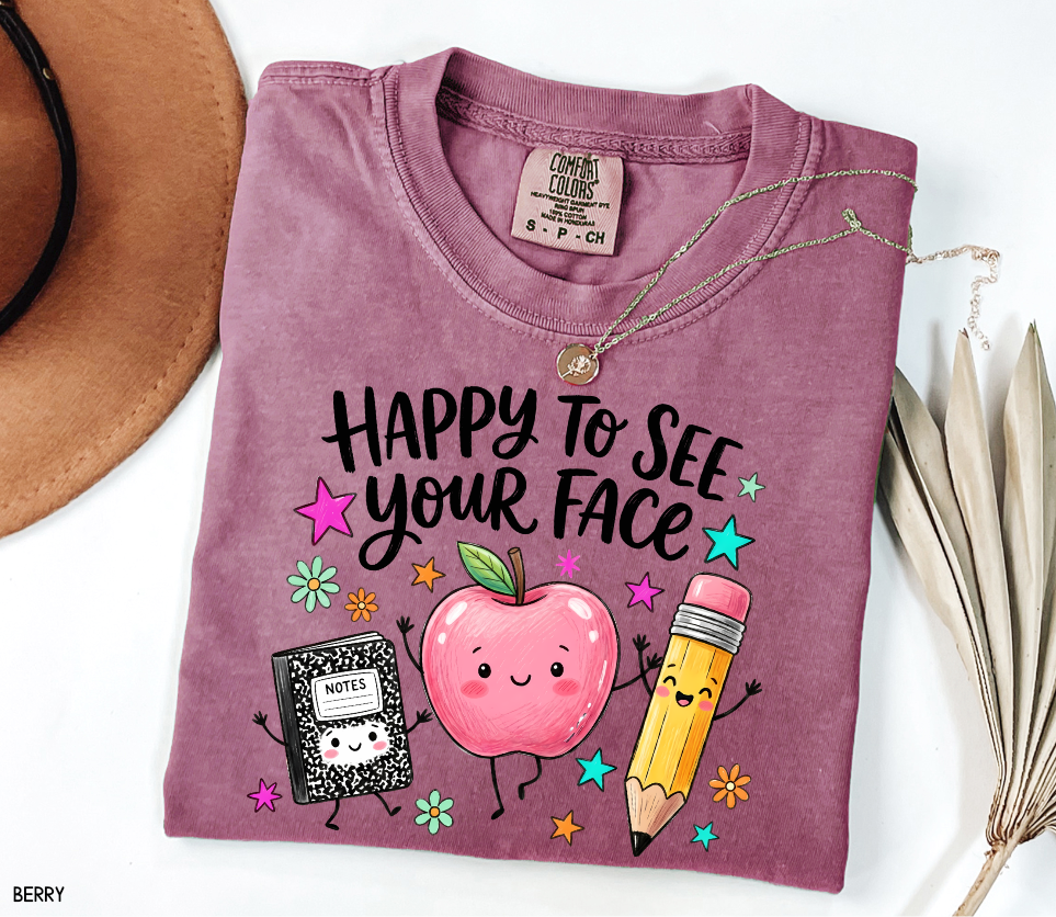 Happy to See Your Face Adult Comfort Colors T-Shirt