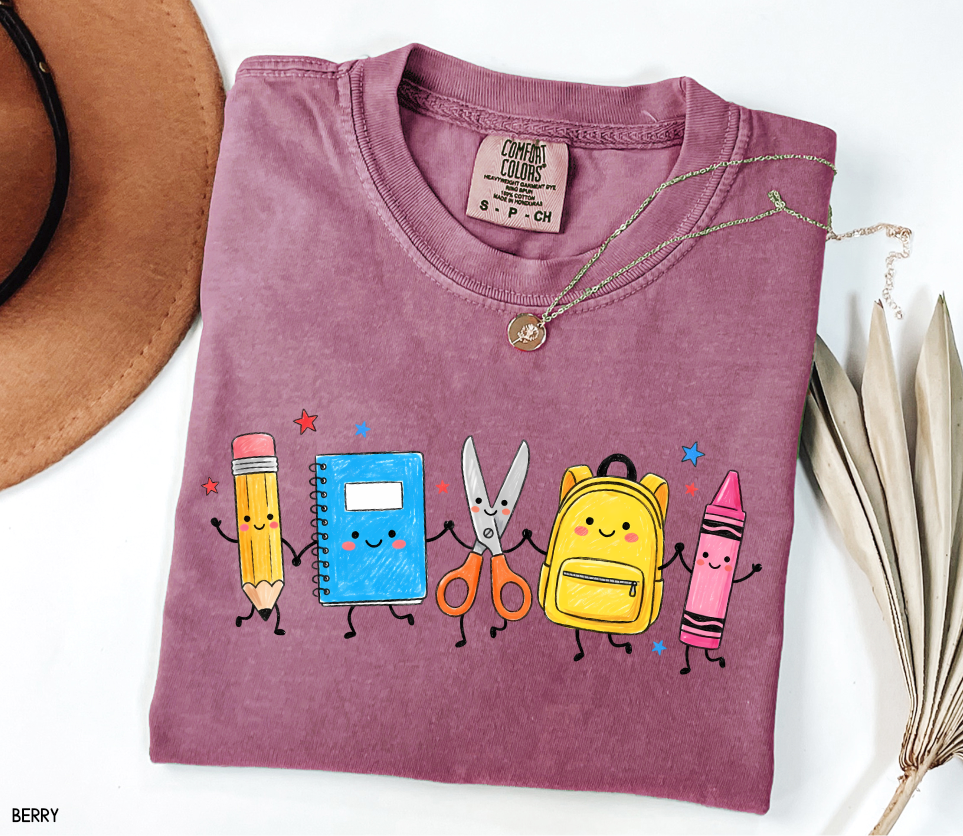 Cute Teacher Supplies Adult Comfort Colors T-Shirt