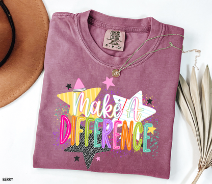 Make A Difference Teacher Adult Comfort Colors T-Shirt