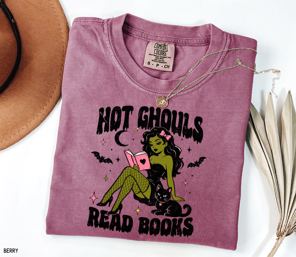 Hot Ghouls Read Books Adult Comfort Colors T-Shirt