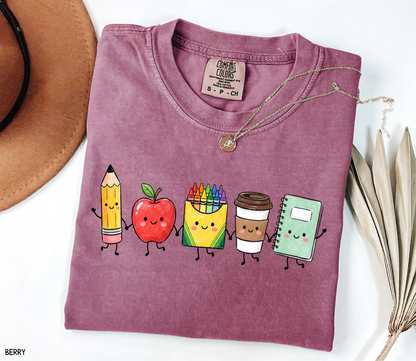 Cute School Icons Adult Comfort Colors T-Shirt