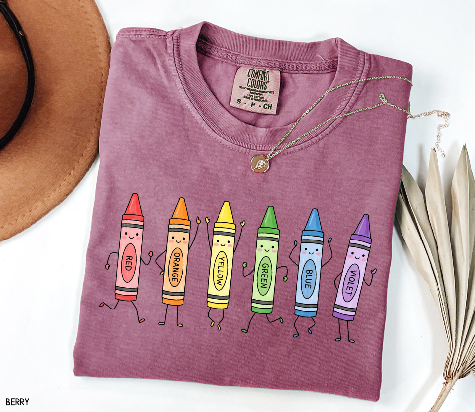 Crayon Teacher Adult Comfort Colors T-Shirt