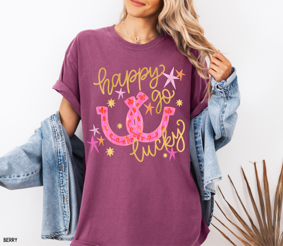Happy Go Lucky Adult Comfort Colors T-Shirt