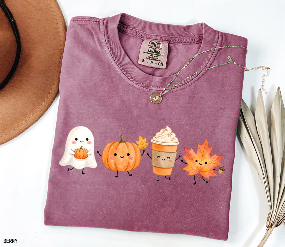Cute Fall Ghost Adult Comfort Colors T-Shirt