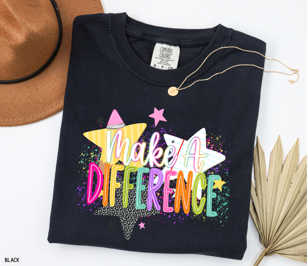 Make A Difference Teacher Adult Comfort Colors T-Shirt