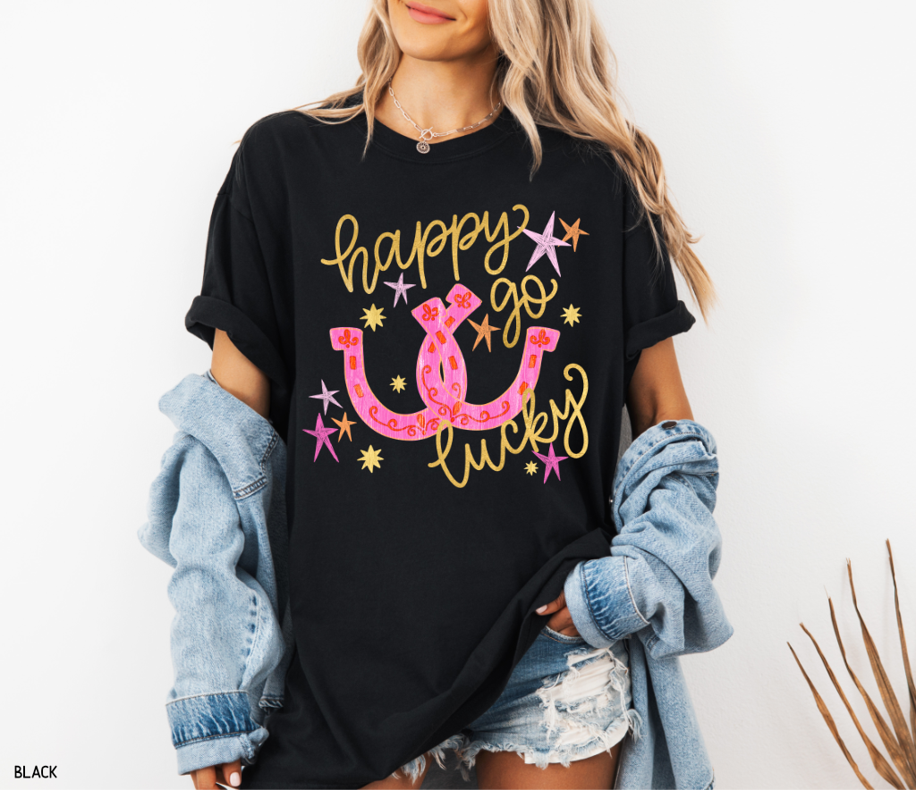 Happy Go Lucky Adult Comfort Colors T-Shirt