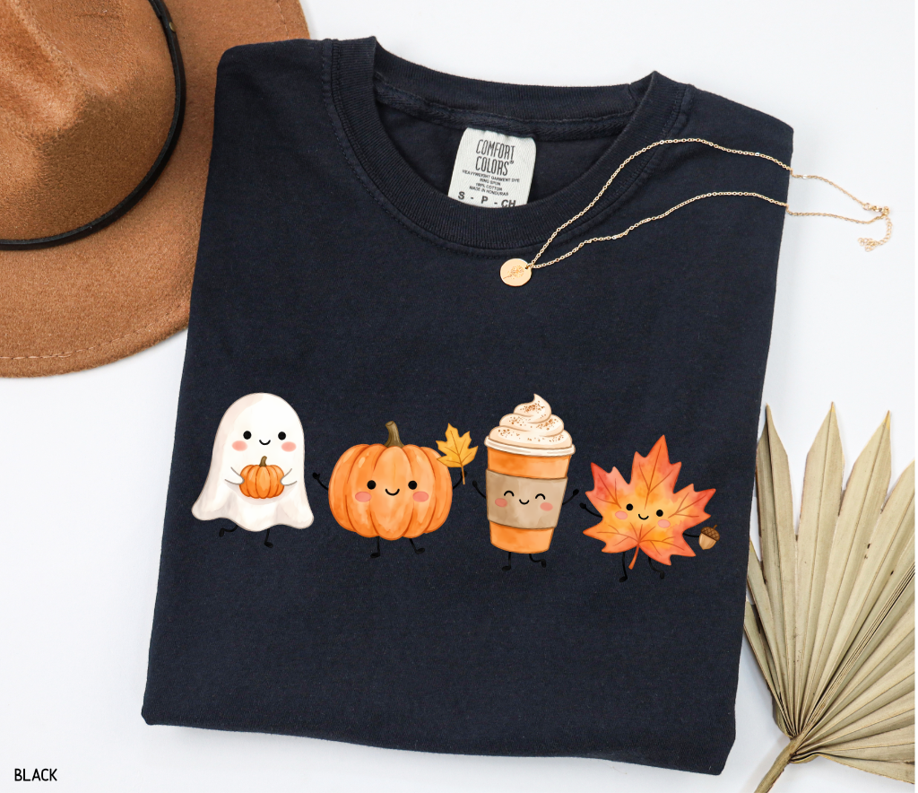 Cute Fall Ghost Adult Comfort Colors T-Shirt