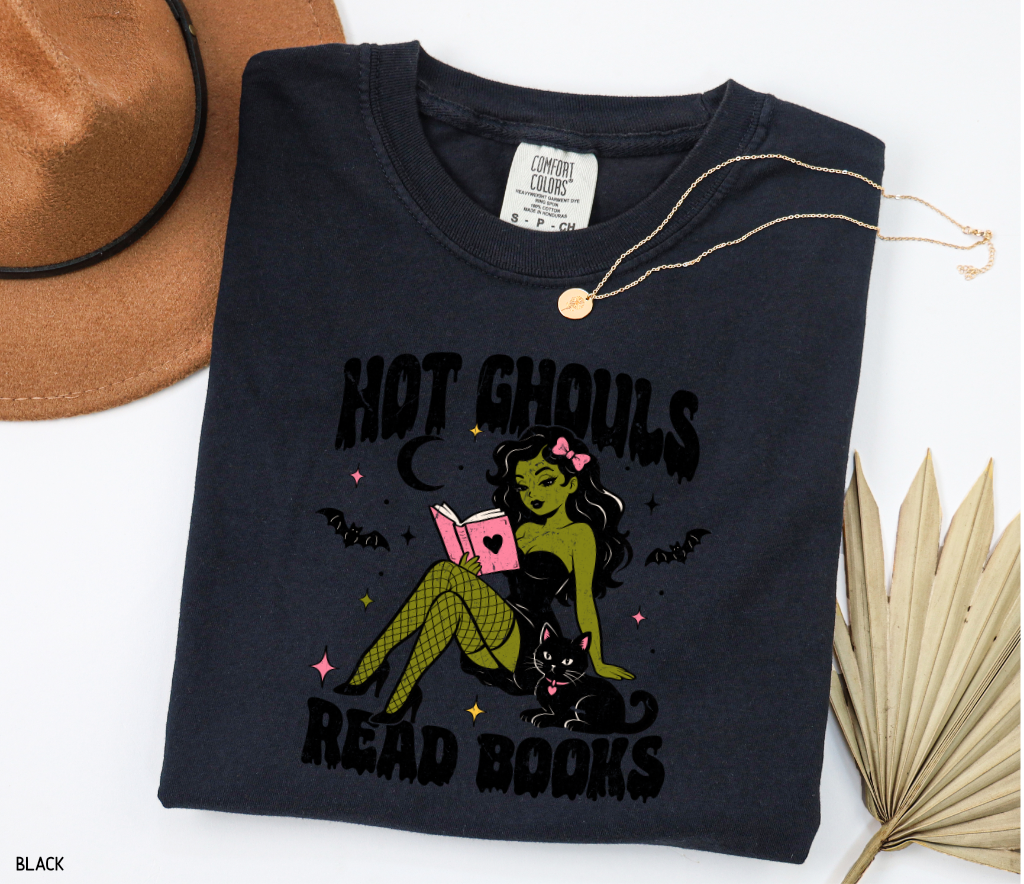 Hot Ghouls Read Books Adult Comfort Colors T-Shirt