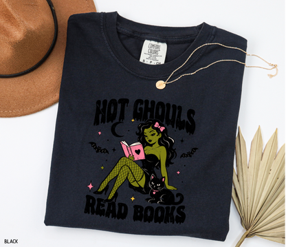 Hot Ghouls Read Books Adult Comfort Colors T-Shirt
