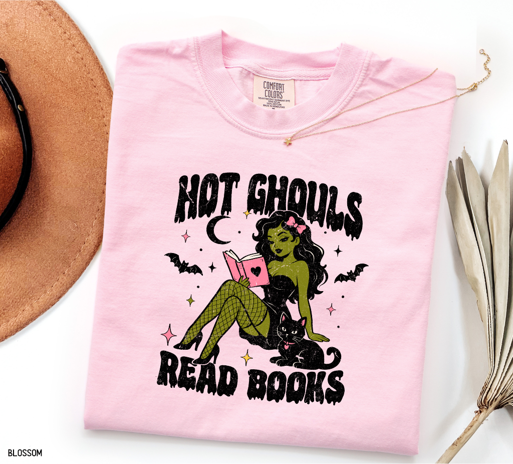 Hot Ghouls Read Books Adult Comfort Colors T-Shirt