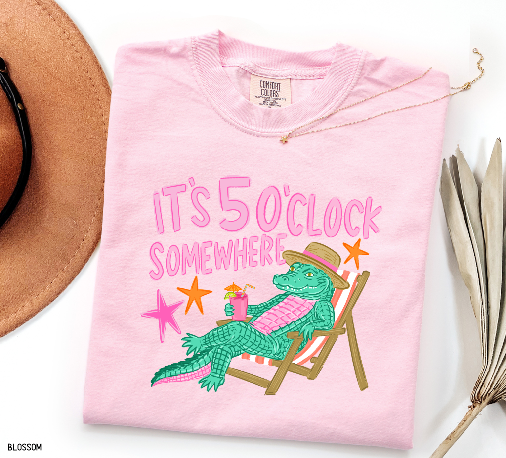 It's 5 O'Clock Somewhere Adult Comfort Colors T-Shirt