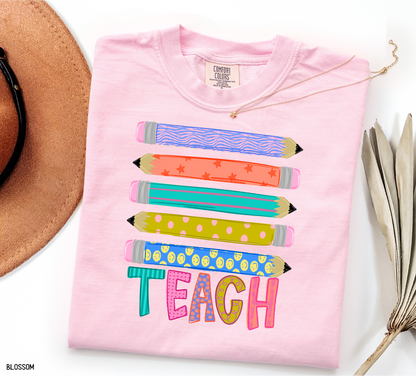 Teacher Pencil Adult Comfort Colors T-Shirt