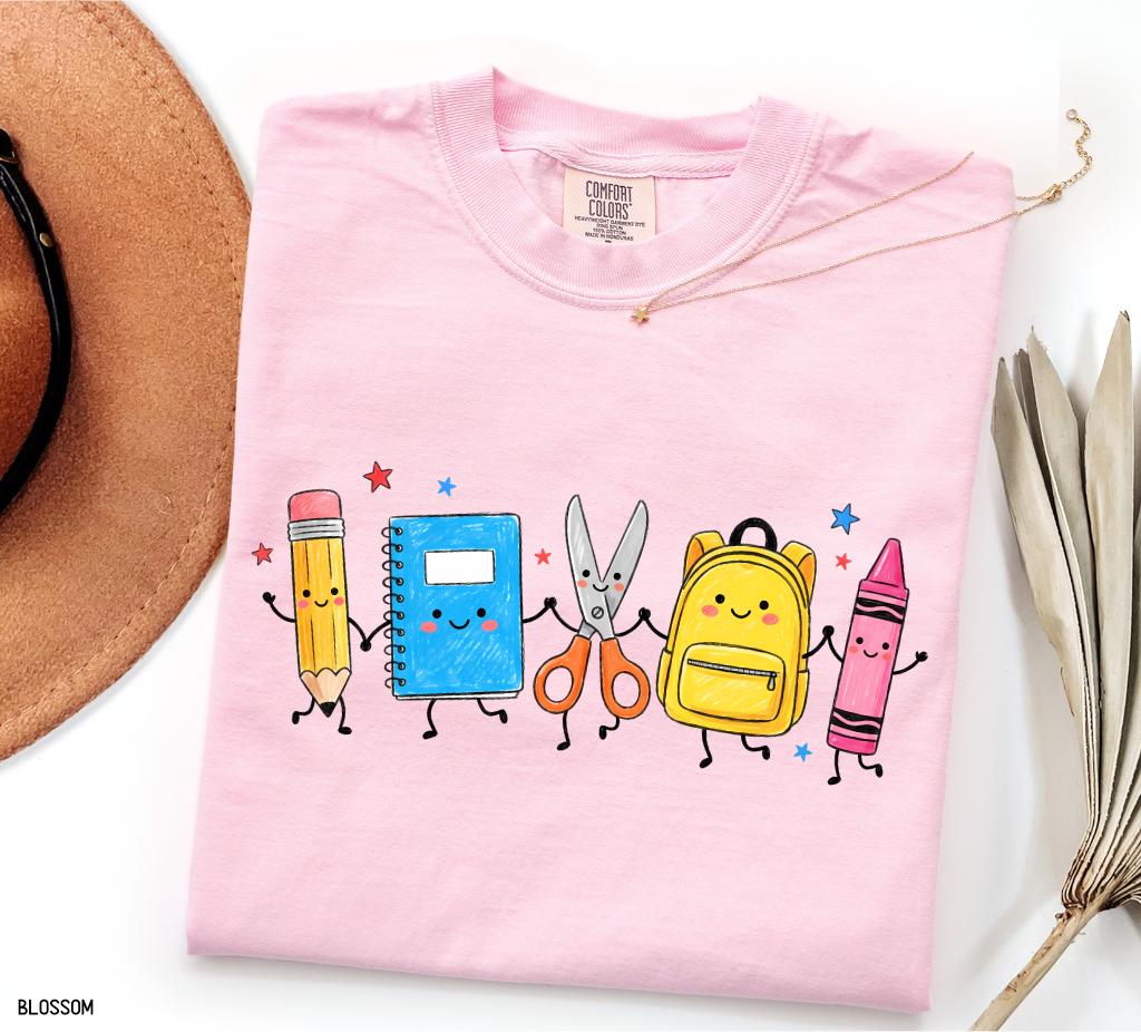 Cute Teacher Supplies Adult Comfort Colors T-Shirt