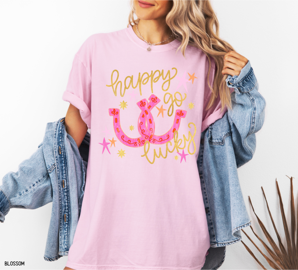 Happy Go Lucky Adult Comfort Colors T-Shirt