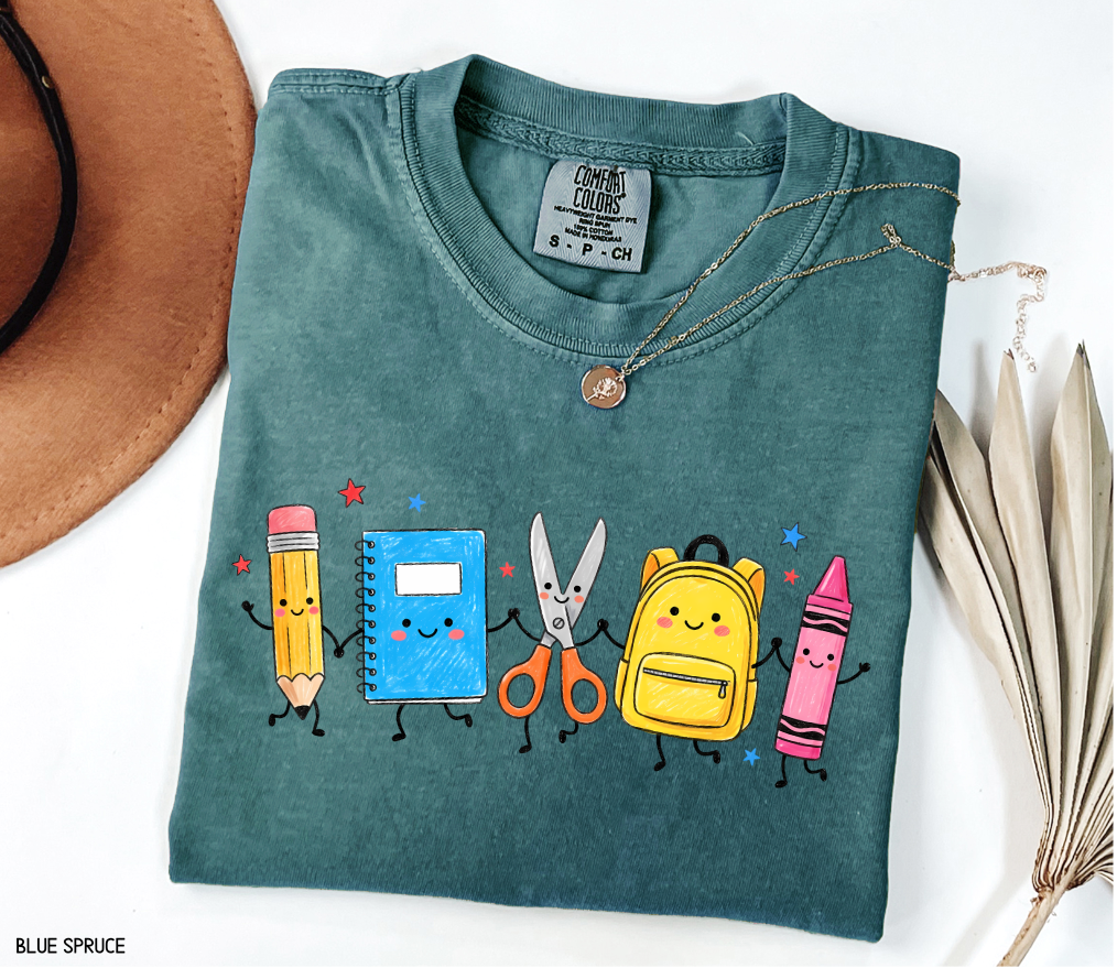 Cute Teacher Supplies Adult Comfort Colors T-Shirt