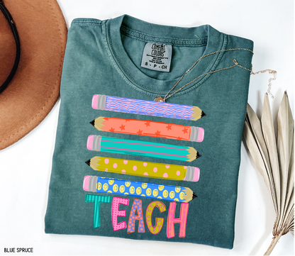 Teacher Pencil Adult Comfort Colors T-Shirt