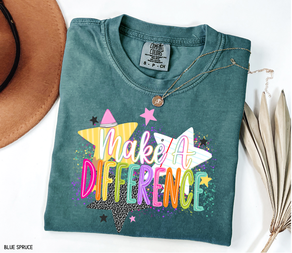 Make A Difference Teacher Adult Comfort Colors T-Shirt