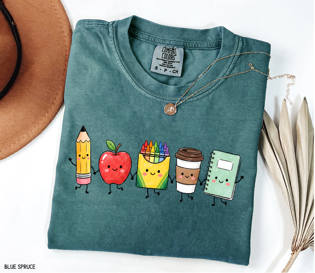 Cute School Icons Adult Comfort Colors T-Shirt