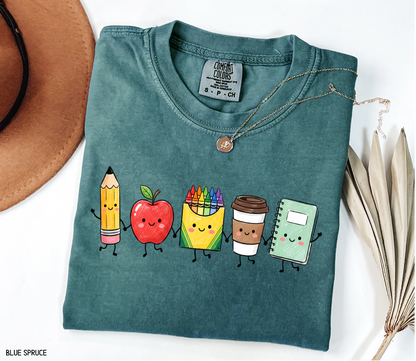 Cute School Icons Adult Comfort Colors T-Shirt