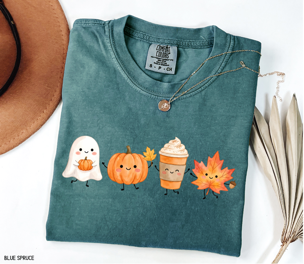 Cute Fall Ghost Adult Comfort Colors T-Shirt