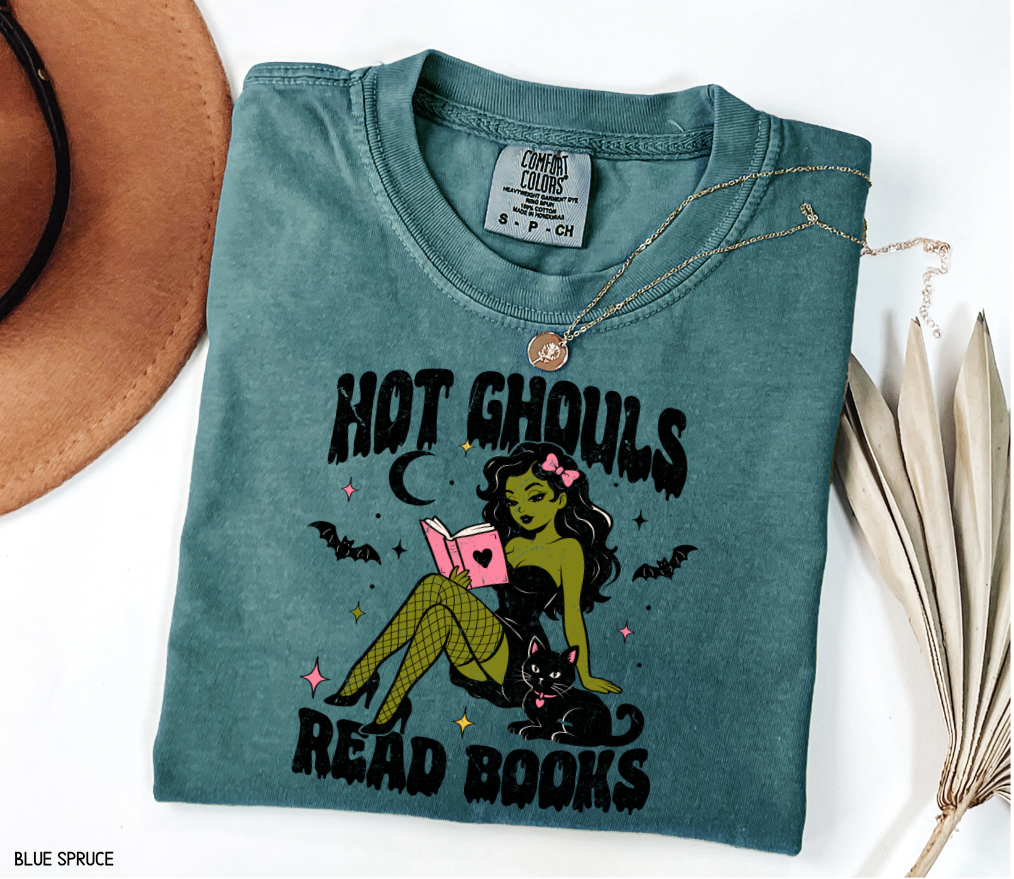 Hot Ghouls Read Books Adult Comfort Colors T-Shirt