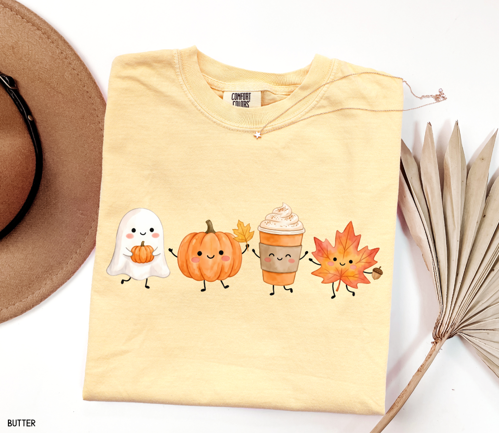 Cute Fall Ghost Adult Comfort Colors T-Shirt