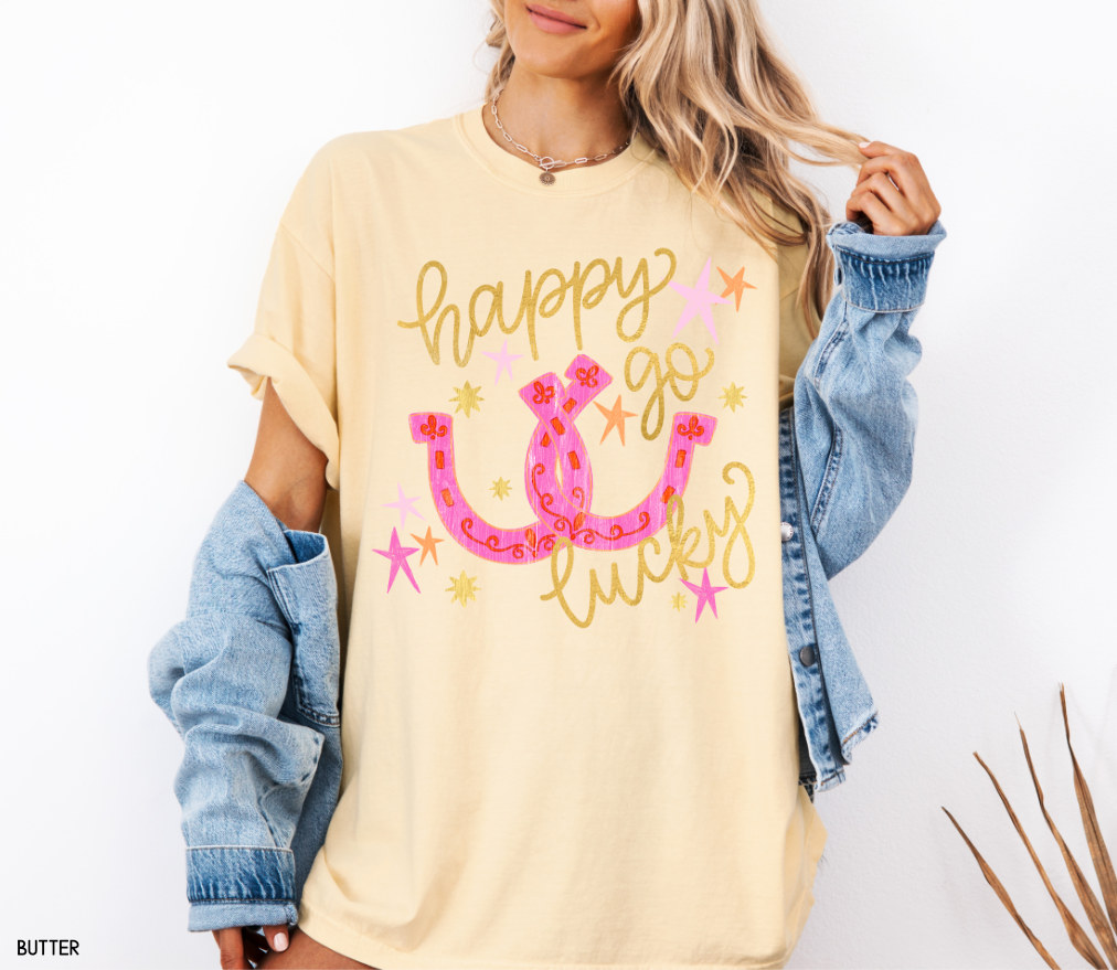Happy Go Lucky Adult Comfort Colors T-Shirt