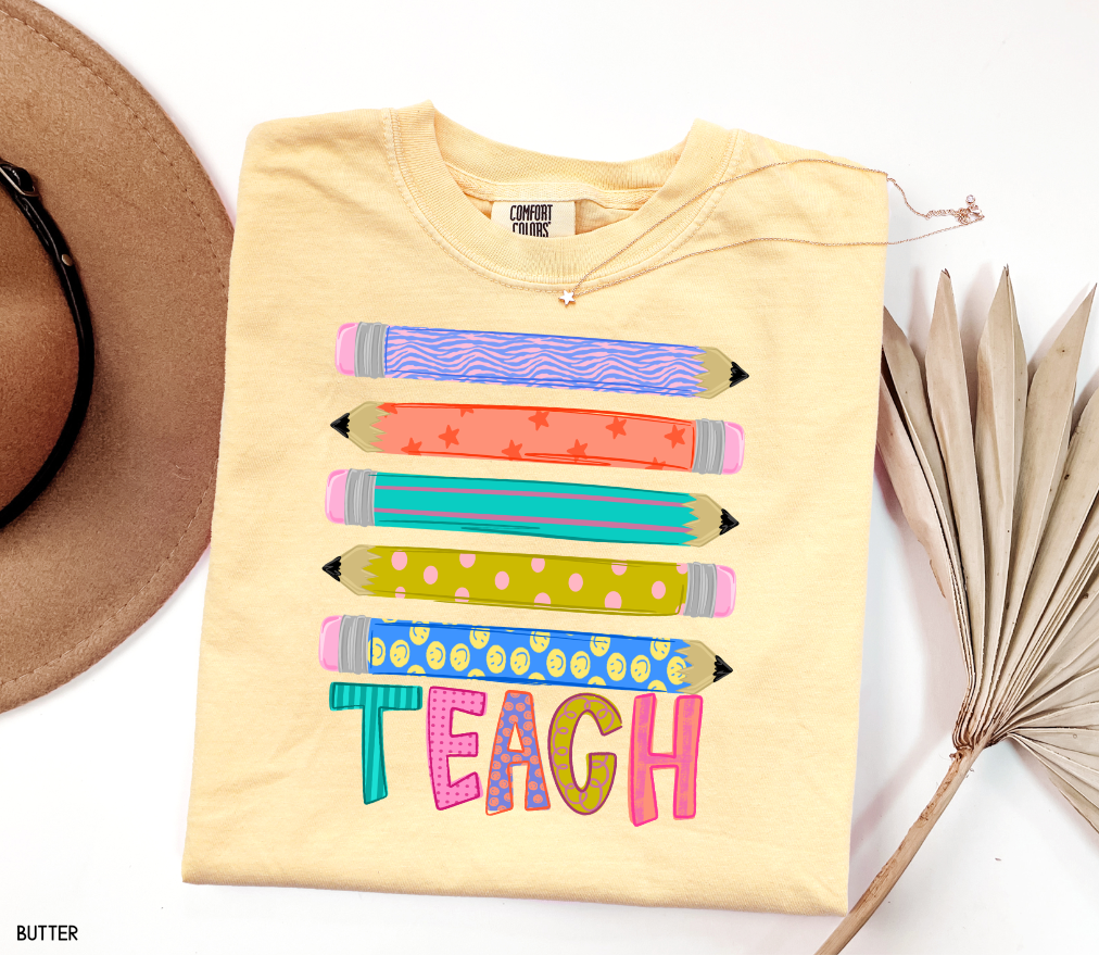 Teacher Pencil Adult Comfort Colors T-Shirt