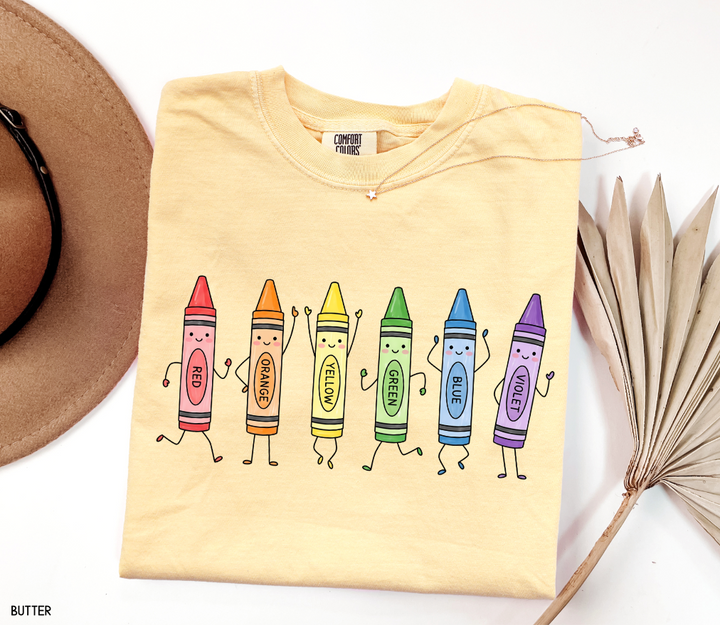 Crayon Teacher Adult Comfort Colors T-Shirt