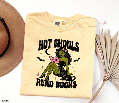 Hot Ghouls Read Books Adult Comfort Colors T-Shirt