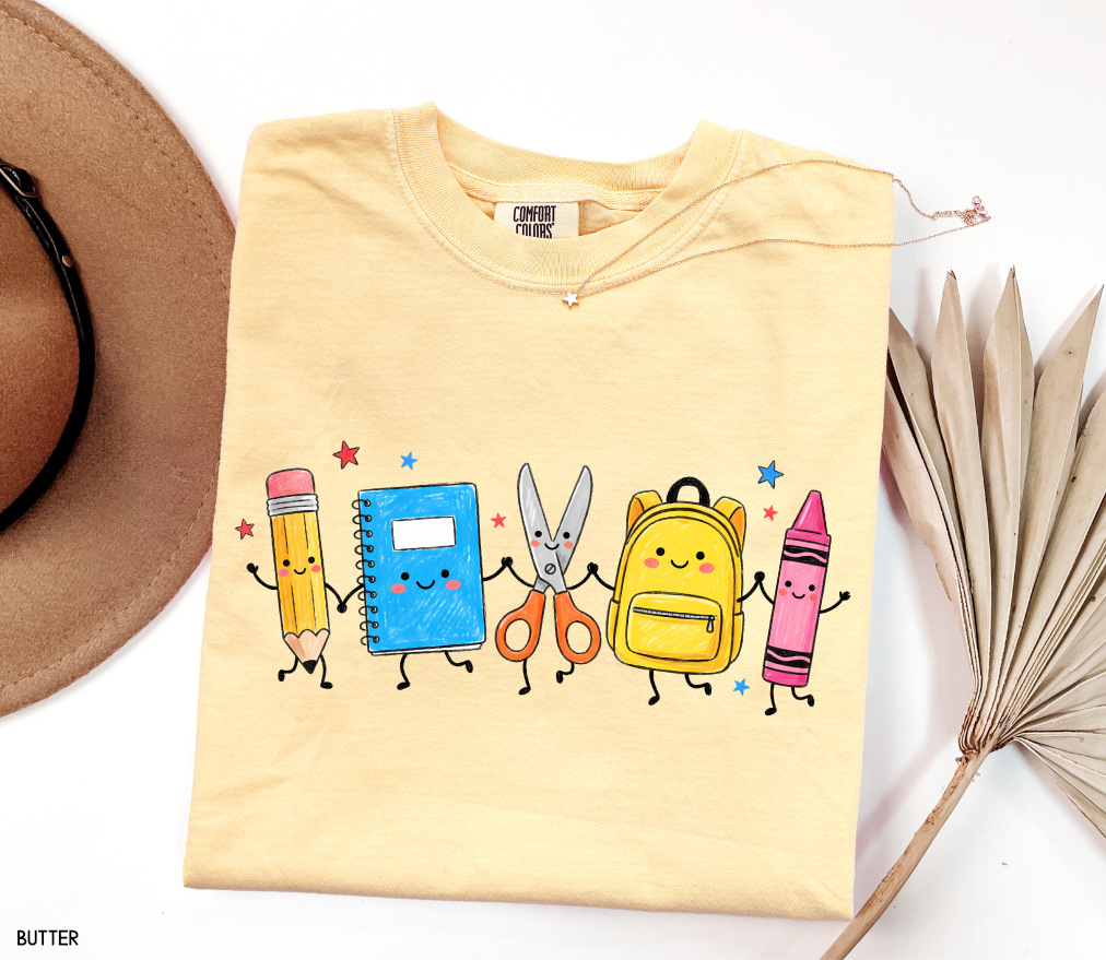 Cute Teacher Supplies Adult Comfort Colors T-Shirt