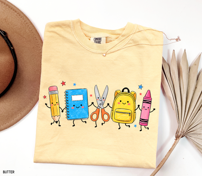 Cute Teacher Supplies Adult Comfort Colors T-Shirt