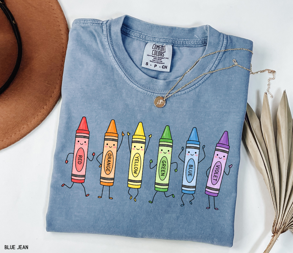 Crayon Teacher Adult Comfort Colors T-Shirt
