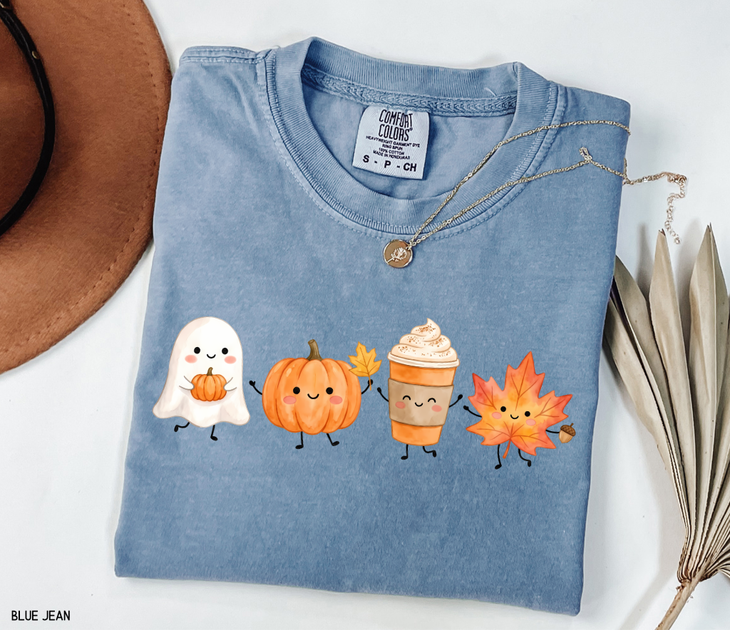 Cute Fall Ghost Adult Comfort Colors T-Shirt
