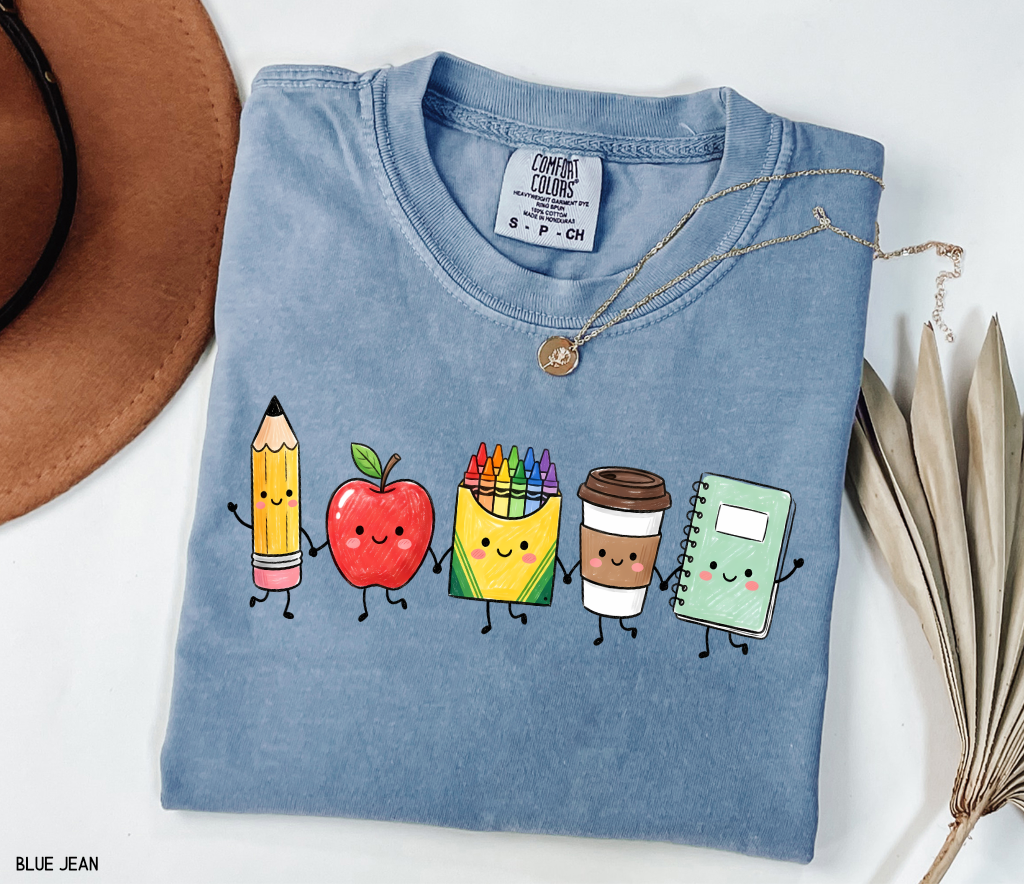 Cute School Icons Adult Comfort Colors T-Shirt
