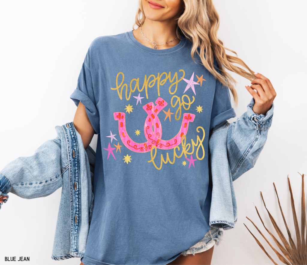 Happy Go Lucky Adult Comfort Colors T-Shirt
